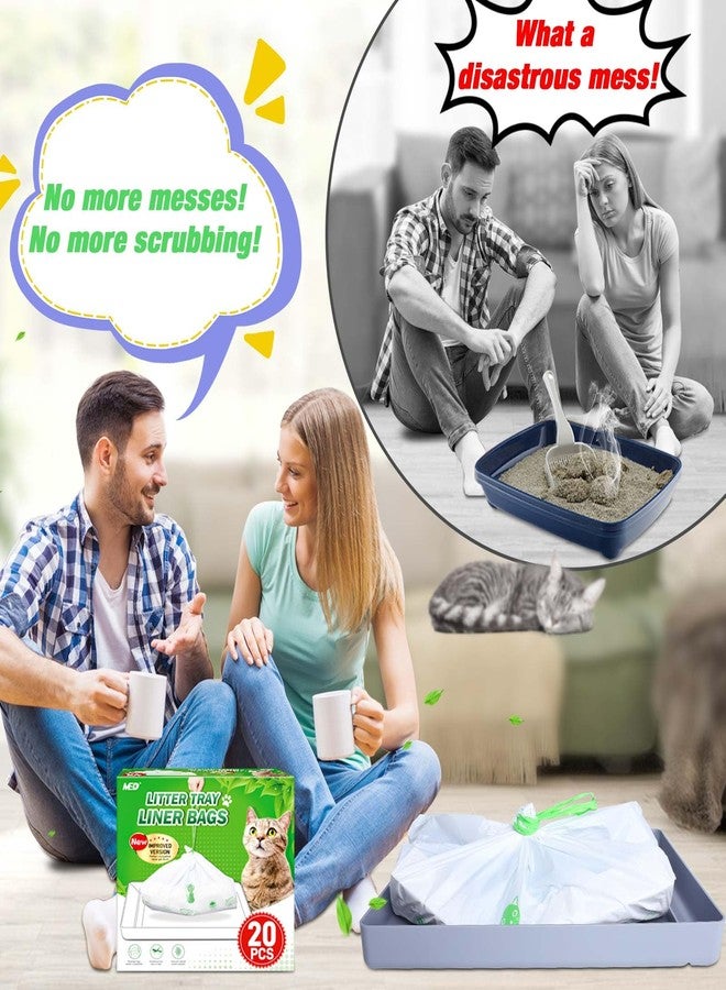 Med Litter Box Liners Compatible with Pets Scoopfree Litter Box Refill Tray Rectangle Bags with Anti-scratch Cardboard 20 Pack - Image 5